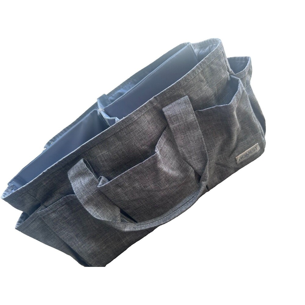 HOMEST Gray Car Trunk Organizer Foldable Tote Storage Bin Removable Dividers